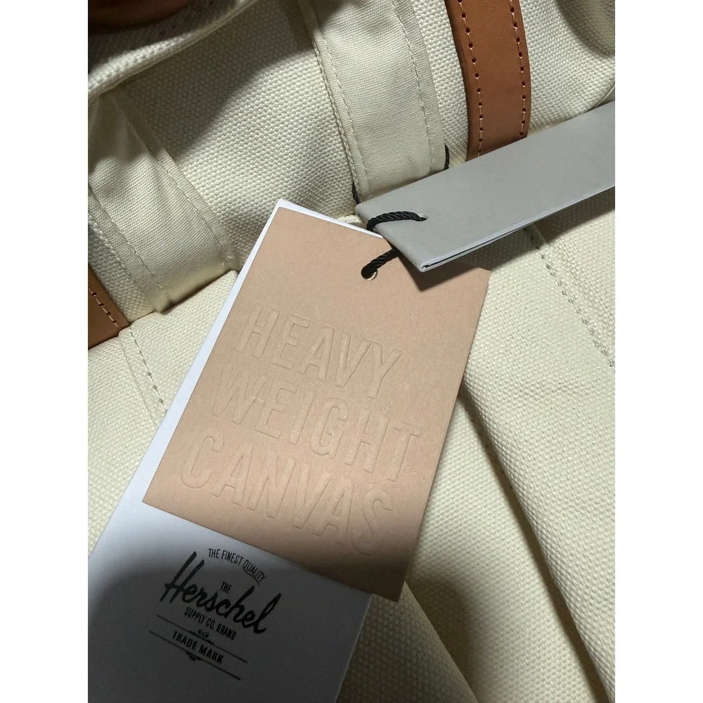 Herschel Little America Backpack Heavyweight Canvas Cream Tan Leather NWT $190